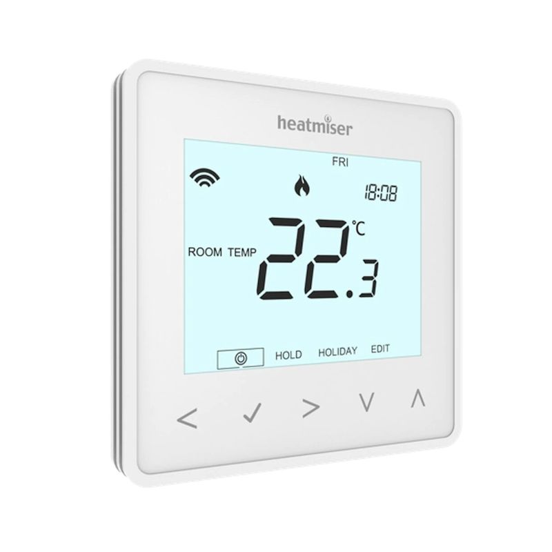Heatmiser NeoKit 2 White Programmable Digital Thermostat for Wifi c/w Hot Water Control by Heatmiser